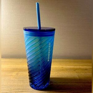 Starbucks blue twisted glass tumbler 16 oz